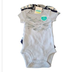 Preemie baby boy shark bodysuits
